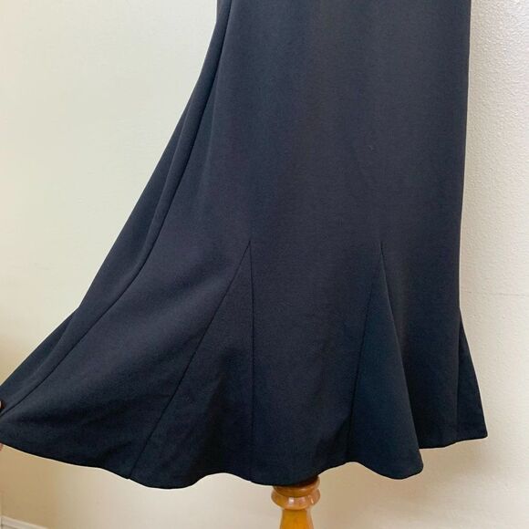 RALPH LAUREN Womens Jewel Neck Above the Knee Fit + Flare Dress 12 Black - Picture 7 of 10